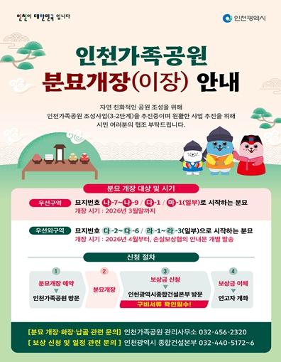 인천시, 인천가족공원 3-2단계 조성사업 ‘분묘 보상 및 개장’ 본격 추진 기사 이미지